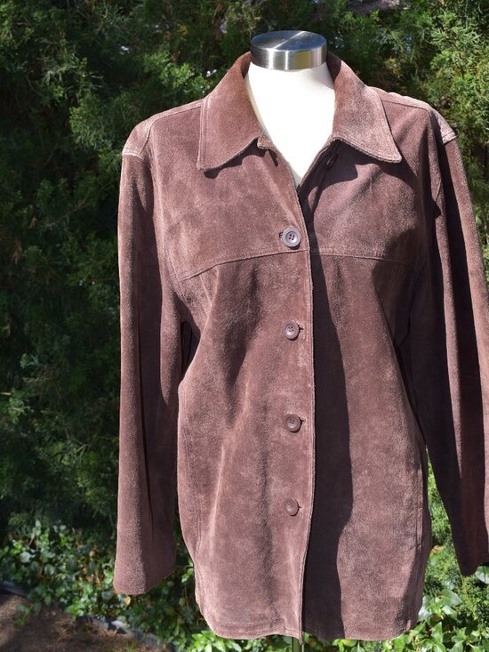 St. John's Bay Jackets & Blazers - Brown Suede Button-Front Jacket | Fully Lined | Classic Style